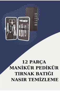 12 Parça Paslanmaz Çelik Kompakt ve Taşınabilir Manikür Makası Tırnak Makası