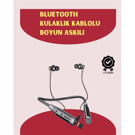 120 Saat Pil Ömrüyle Boyun Askılı Bluetooth Kulaklık – Spor ve Günlük Kullanım İçin