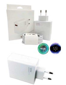 120 Watt Turbo Hızlı Şarj Aleti Seti Hızlı Şarj Adaptörü Beyaz