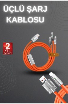 120W Hızlı Şarj Kablosu Turuncu Yüksek Güç Kapasitesi Çoklu Şarj Girişi