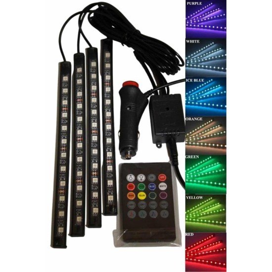 12'Lİ Şerit Led Işık RGB Sese ve Müziğe Duyarlı Araç İçi Ayak Altı 12'Lİ Şerit Led Işık RGB Sese ve Müziğe Duyarlı Araç İçi Ayak Altı