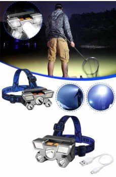 5 LED Far Şarj Edilebilir Güçlü Kafa Lambası Kamp Lambası 4 Modlu