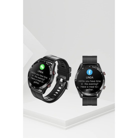 Akıllı Saat Titanyum Kasa Yuvarlak Ekran Alarm Uyku ve Sağlık Takibi Titreşimli