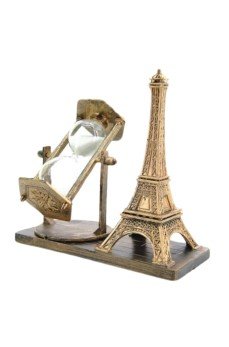 Retro Eyfel Kulesi Ve Kum Saati Dekoratif Ahşap Görünümlü Masa Biblosu