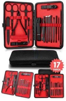 17 Parça El Ayak Bakım Seti Tırnak Temizleme Manikür Pedikür Cımbız Törpü Tırnak Makası