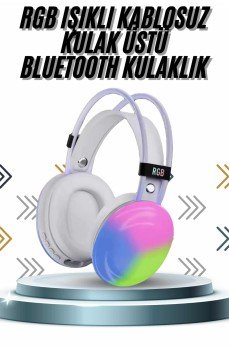 Kablosuz Bluetooth Kulaklık RGB Işıklı Kulak Üstü 5.3 Bluetooth Bağlantılı