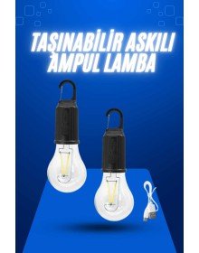 Askılı Kırılmaz Led Işık Kamp Bahçe Lambası Taşınabilir Led Ampul Şarjlı