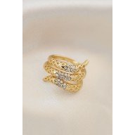 Ayarlamalı Altın Renk Metal Zirkon Taşlı Yüzük