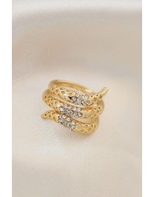 Ayarlamalı Altın Renk Metal Zirkon Taşlı Yüzük