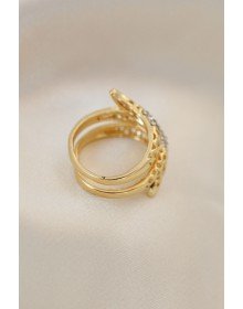 Ayarlamalı Altın Renk Metal Zirkon Taşlı Yüzük