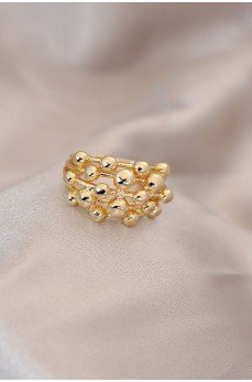 Ayarlamalı Gold Renk Metal Bombeli Boluncuk Model Yüzük