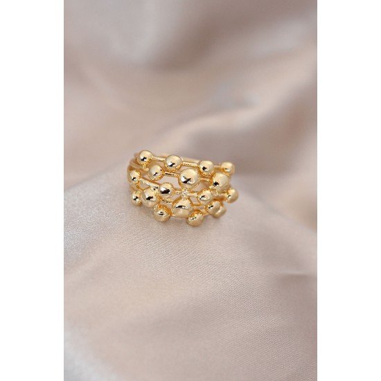 Ayarlamalı Gold Renk Metal Bombeli Boluncuk Model Yüzük Ayarlamalı Gold Renk Metal Bombeli Boluncuk Model Yüzük