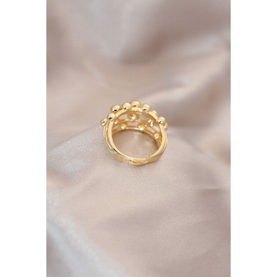 Ayarlamalı Gold Renk Metal Bombeli Boluncuk Model Yüzük Ayarlamalı Gold Renk Metal Bombeli Boluncuk Model Yüzük
