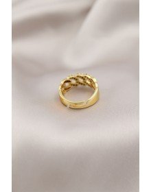 Gold Renk Metal Zincir Model Taşlı Kadın Yüzük