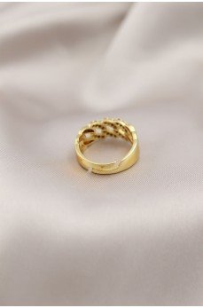 Gold Renk Metal Zincir Model Taşlı Kadın Yüzük