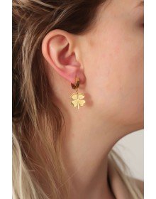 316L Çelik Gold Renk Yonca Küpe