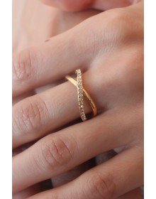 Gold Renk Zirkon Taşlı Kadın Yüzük