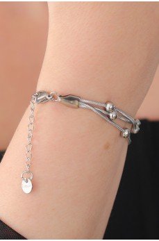 316L Çelik Gümüş Renk Minimal Top Figür Kadın Bileklik