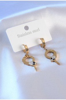 316L Çelik Gold Renk Yılan Model Zirkon Taşlı Kadın Küpe