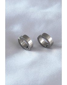 316L Çelik Gümüş Renk Sıkıştırmalı Erkek Küpe