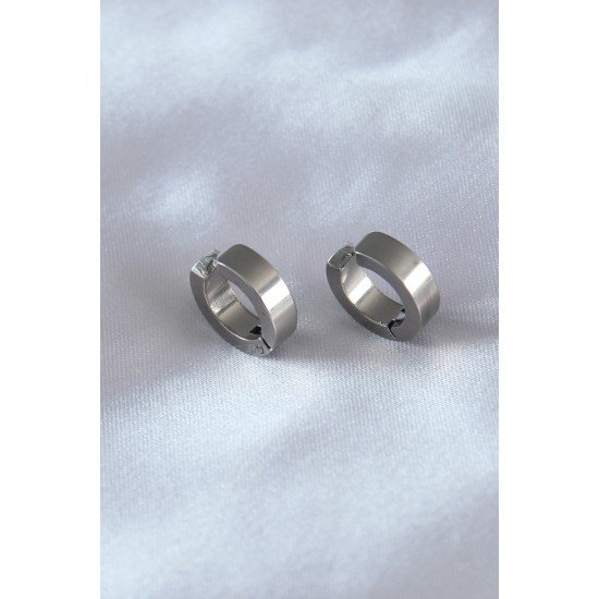 316L Çelik Gümüş Renk Sıkıştırmalı Erkek Küpe 316L Çelik Gümüş Renk Sıkıştırmalı Erkek Küpe