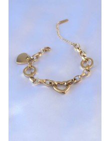 316L Çelik Gold Renk Kalp Figür Zincir Model Kadın Bileklik