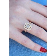 Gold Renk Baget Zirkon Taşlı Kadın Yüzük