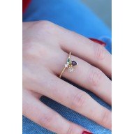 Gold Renk Kiraz Model Zirkon Taşlı Kadın Yüzük