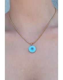 316L Çelik Gold Renk Nazar Boncuk Model Kadın Kolye