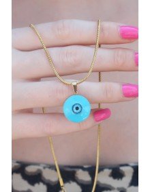 316L Çelik Gold Renk Nazar Boncuk Model Kadın Kolye