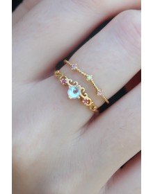 Gold Renk Zirkon Taşlı Taç Model Kadın Yüzük