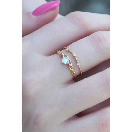 Gold Renk Zirkon Taşlı Taç Model Kadın Yüzük Gold Renk Zirkon Taşlı Taç Model Kadın Yüzük