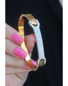 316L Çelik Gold Renk Zirkon Taşlı Kadın Kelepçe