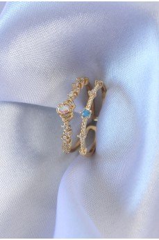 Gold Renk Zirkon Taşlı Taç Figür Pirinç Kadın Yüzük Gold Renk Zirkon Taşlı Taç Figür Pirinç Kadın Yüzük