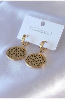 316L Çelik Gold Renk Lotus Model Kadın Küpe