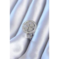 316L Çelik Gümüş Renk Zirkon Taşlı Yonca Model Kadın Yüzük 316L Çelik Gümüş Renk Zirkon Taşlı Yonca Model Kadın Yüzük