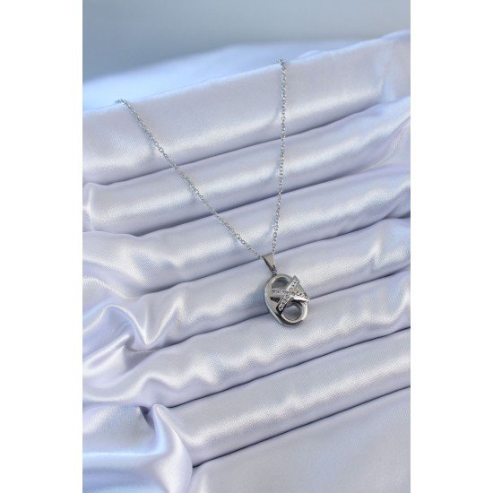 316L Çelik Gümüş Renk Zirkon Taşlı Kadın Kolye 316L Çelik Gümüş Renk Zirkon Taşlı Kadın Kolye