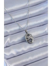 316L Çelik Gümüş Renk Zirkon Taşlı Kadın Kolye