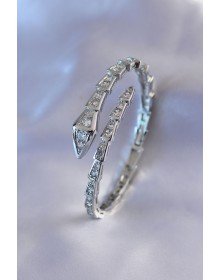 VIP Seri Yılan Model Gümüş Renk Kadın Kelepçe Bileklik