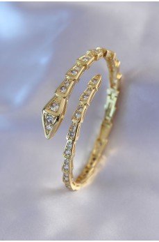 VIP Seri Yılan Model Gold Renk Kadın Kelepçe Bileklik