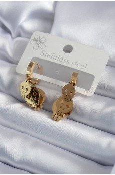 316L Çelik Gold Renk Sallantı Kuru Kafa Model Kadın Küpe