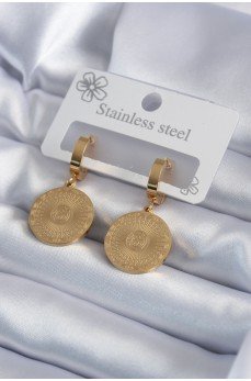 316L Çelik Gold Renk İşleme Detay Kadın Küpe