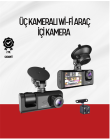 170° Geniş Açı Ön-Arka-İç Kamera Seti – Tam Kapsamlı Araç Güvenliği