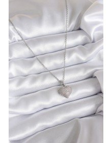 316L Çelik Zincir Gümüş Renk Zirkon Taş Detay Kalp Model Kadın Kolye