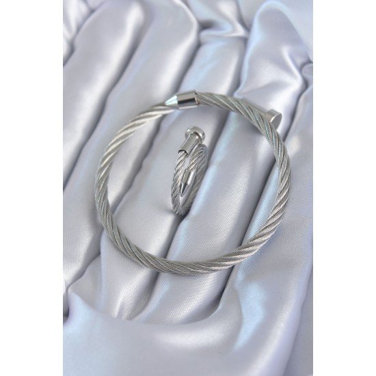 316L Çelik Gümüş Renk Sarmal Model Erkek Bileklik Yüzük Kombini 316L Çelik Gümüş Renk Sarmal Model Erkek Bileklik Yüzük Kombini