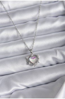 316L Çelik Zincir Gümüş Renk Kalp Model Kadın Kolye