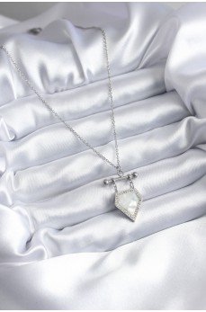 316L Çelik Gümüş Renk Zirkon Taş Detay Kadın Kolye