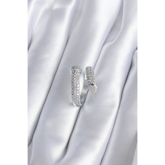 Pirinç Gümüş Renk Zirkon Taşlı Çivi Model Kadın Yüzük Pirinç Gümüş Renk Zirkon Taşlı Çivi Model Kadın Yüzük