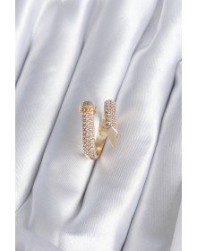 Pirinç Gold Renk Çivi Model Zirkon Taşlı Kadın Yüzük