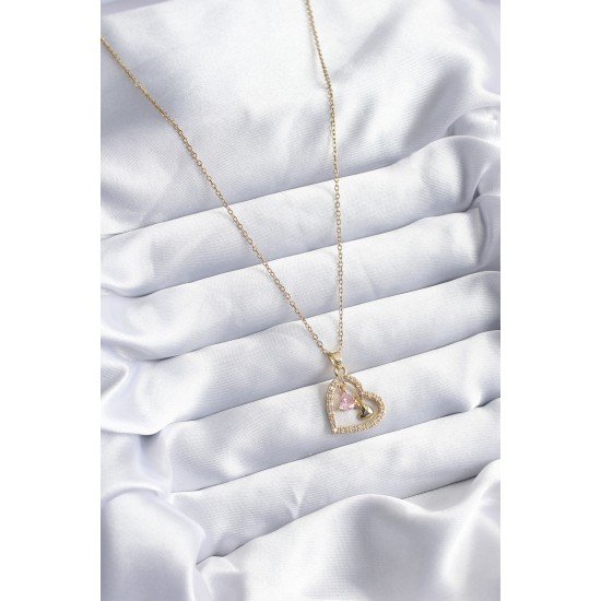 316L Çelik Gold Renk Zincir Zirkon Taşlı Kalp Model Kadın Kolye 316L Çelik Gold Renk Zincir Zirkon Taşlı Kalp Model Kadın Kolye